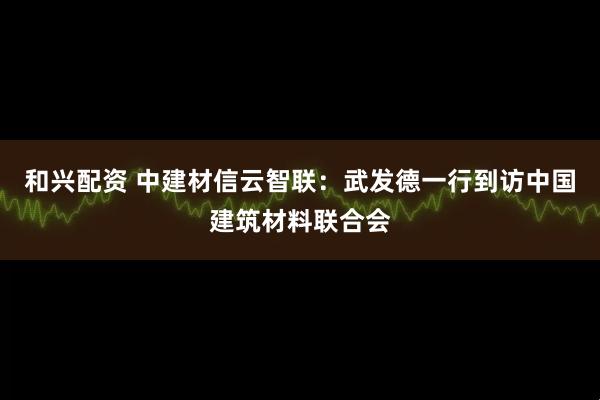 和兴配资 中建材信云智联：武发德一行到访中国建筑材料联合会